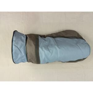 Medium Dog Winter Coat / Jacket with reflective trim blue gray fleece lined